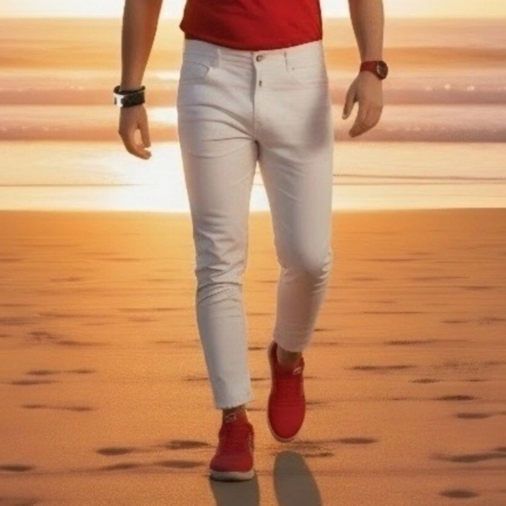 LOF White‎ Chino Pants  Men with Clean Slim Silhouette Sisw 24/00